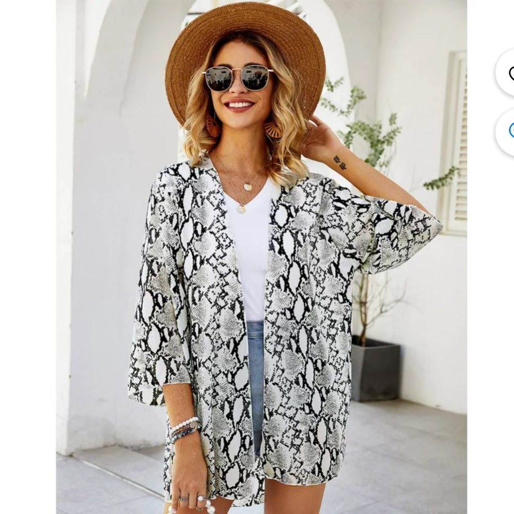 Peach Love Festival snake print kimono duster - Picture 3 of 11
